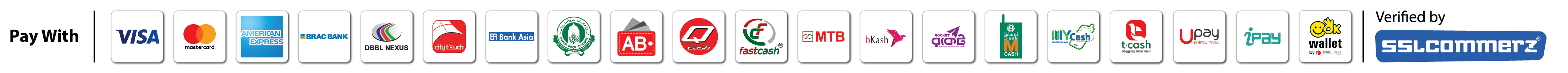 Payment Methods - Visa, Mastercard, American Express, bKash, Nagad, Rocket, and more
